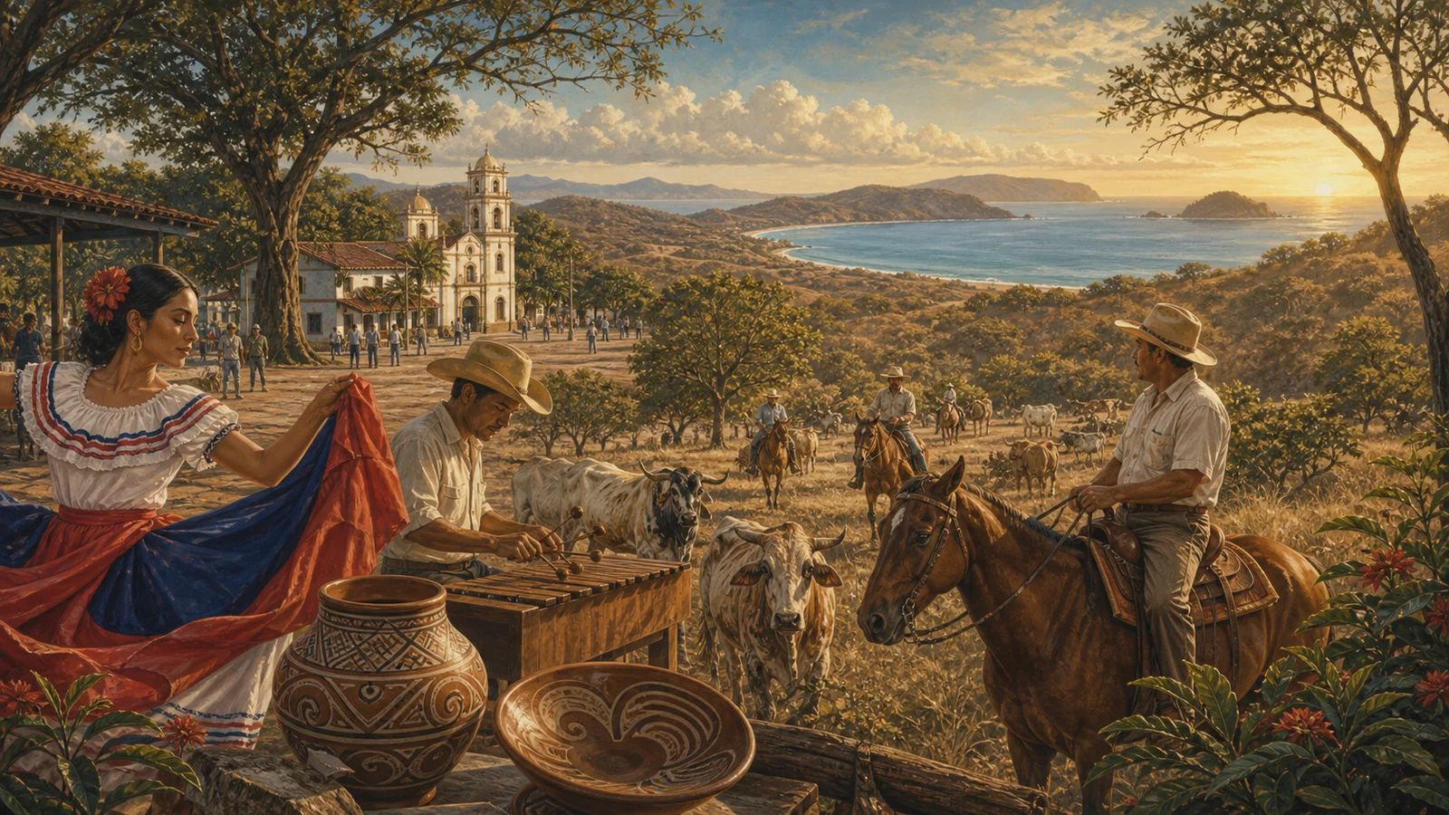 Ilustración editorial de la provincia de Guanacaste, Costa Rica.