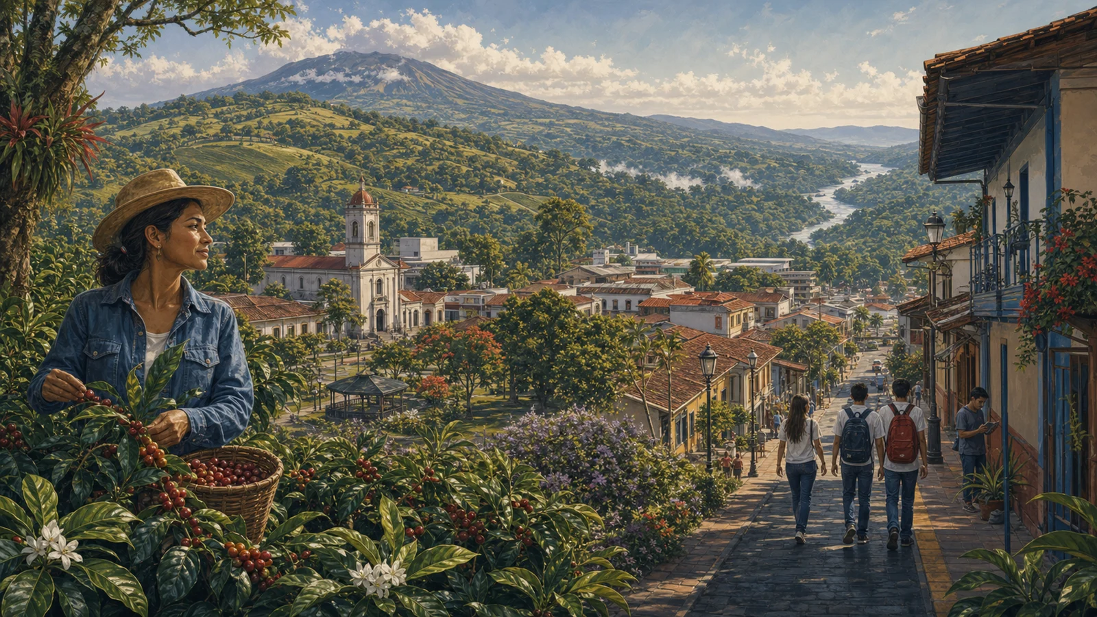 Ilustración editorial de la provincia de Heredia, Costa Rica.